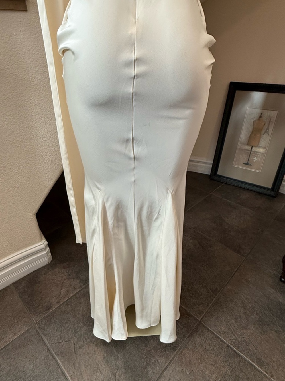 NWT LEAU Celine Corset Satin Gown Ivory Drape Scarf Maxi Dress Small - Picture 8 of 11